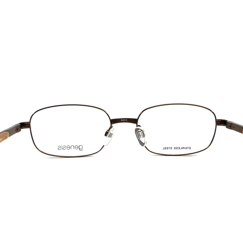 Genesis Eyeglasses Frames G4003 BROWN Shiny Oval Wire Rim 54-18-140
